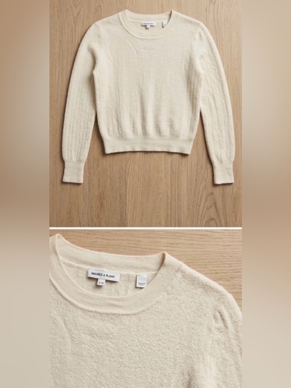 Veronica Beard Cream Textured Crewneck Sweater